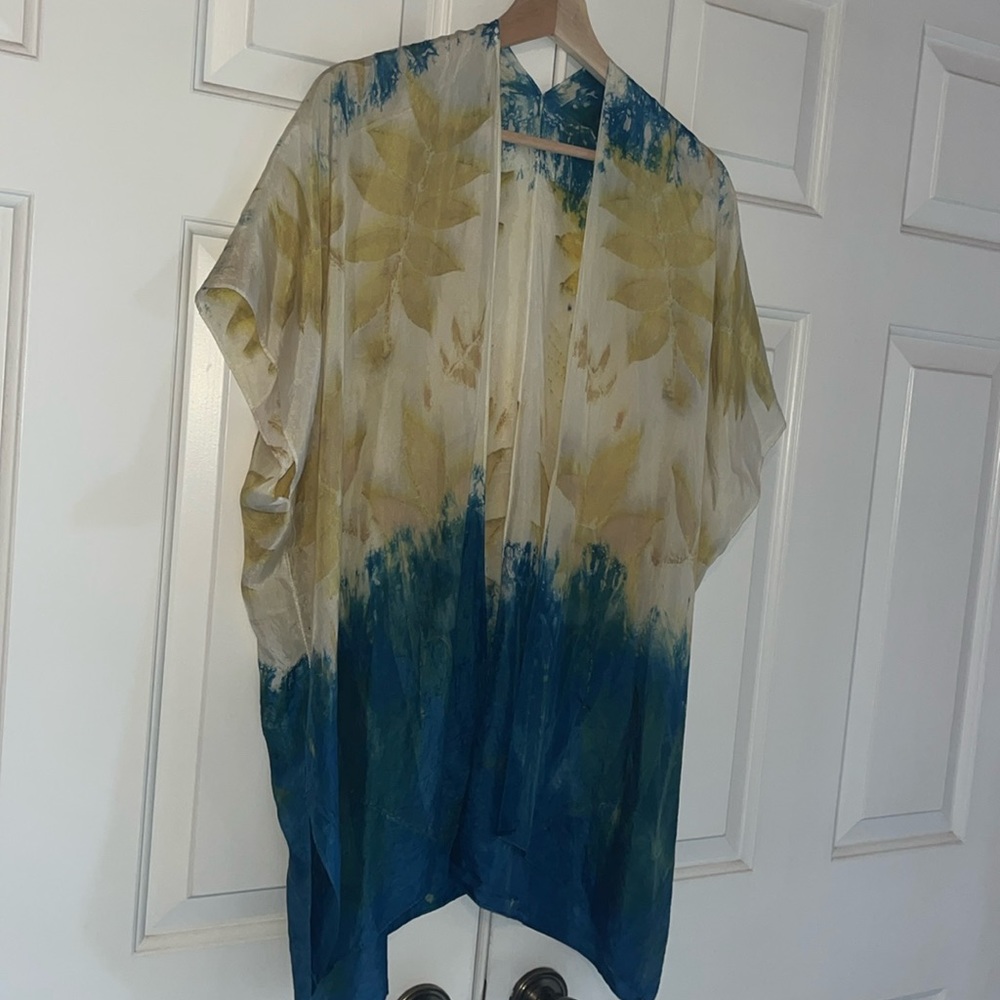 Multi Color Tie Dye Silk Cardigan Top NWOT